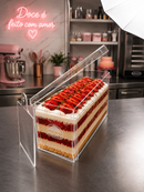 Slice Cake Expositor de Acrílico 30x10x12cm Com Tampa e Espátula