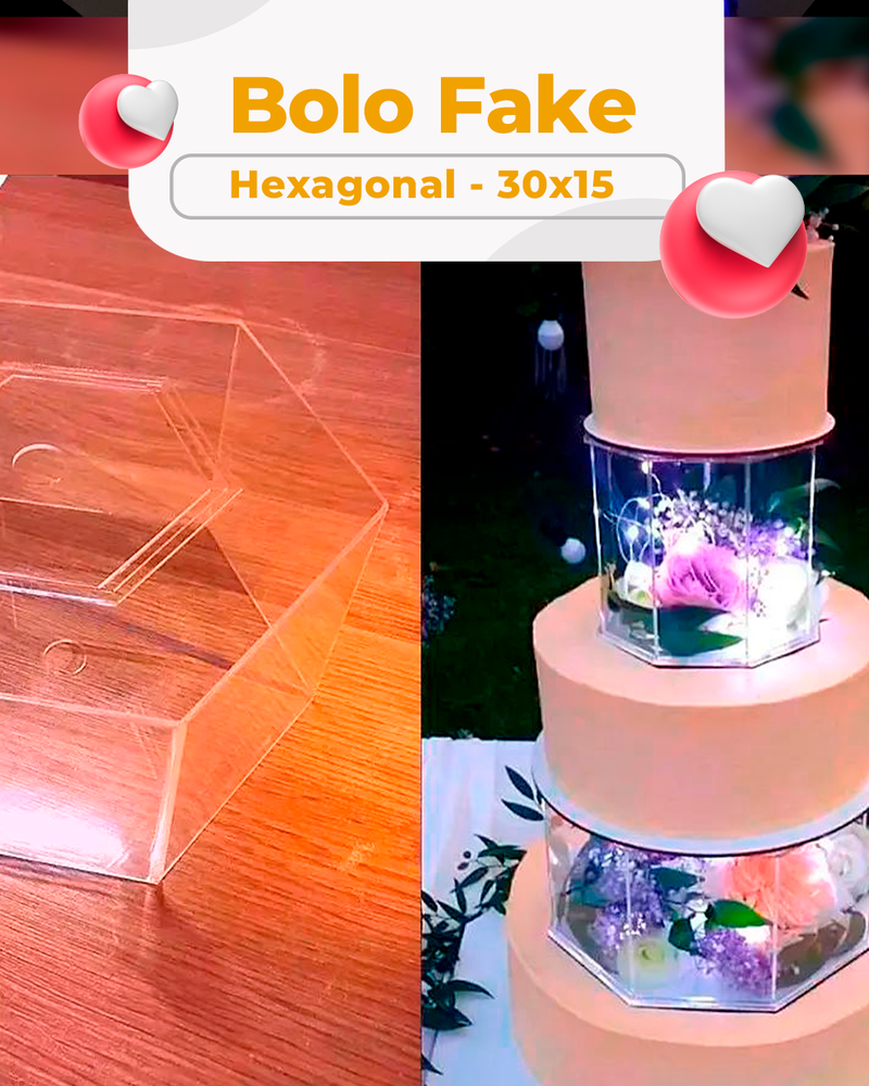 Bolo Fake Hexagonal 30x15