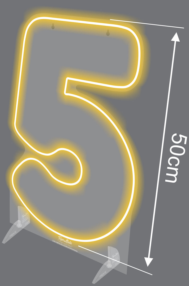 Número em Led Neon (0 ao 9) Buchudinho 50CM - 2mm - Base Removível