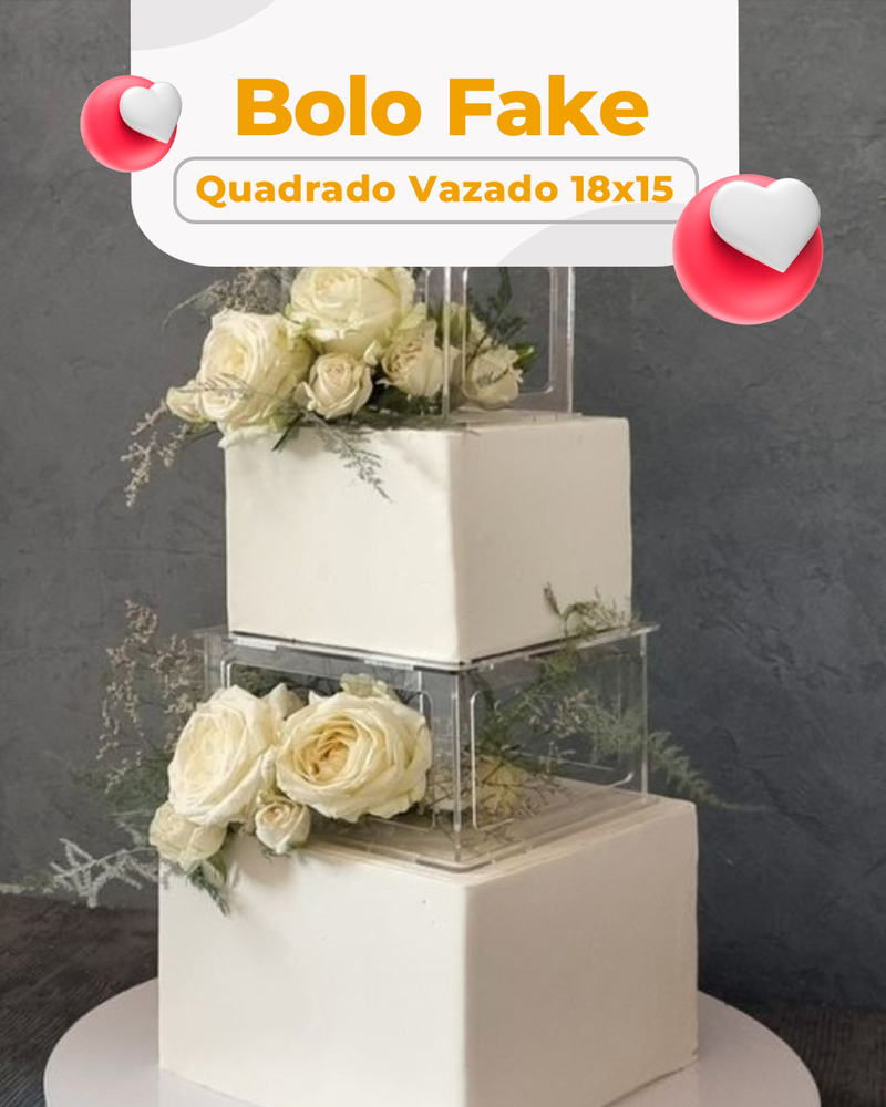 Bolo Fake Quadrado Vazado 18x15