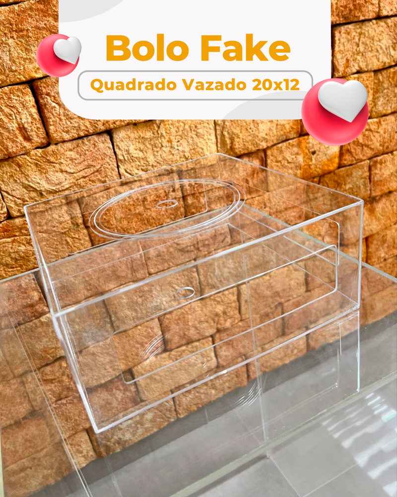 Bolo Fake Quadrado Vazado 20x12