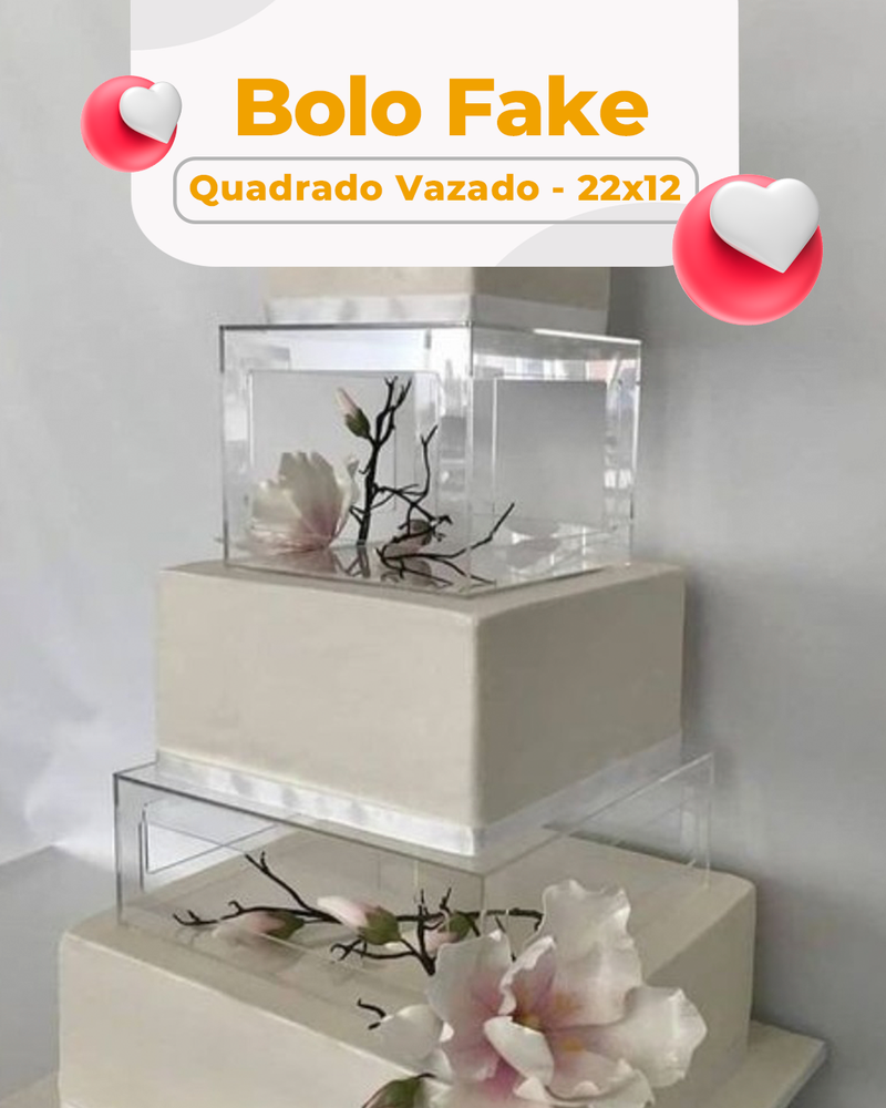 Bolo Fake Quadrado Vazado 22x12
