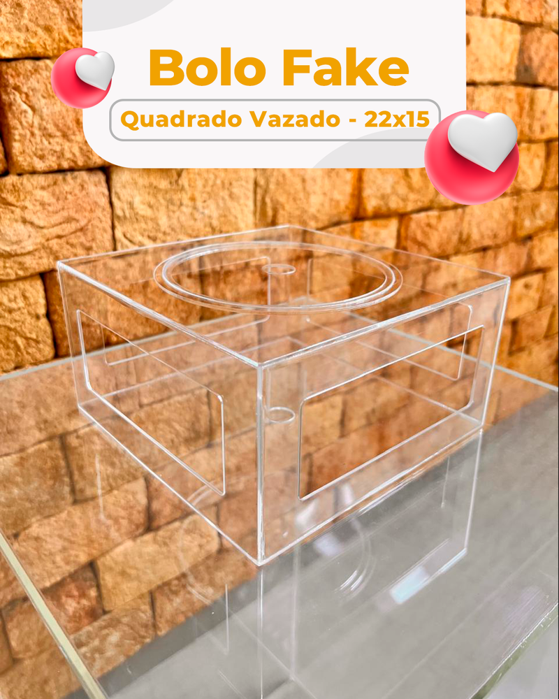 Bolo Fake Quadrado Vazado 22x15