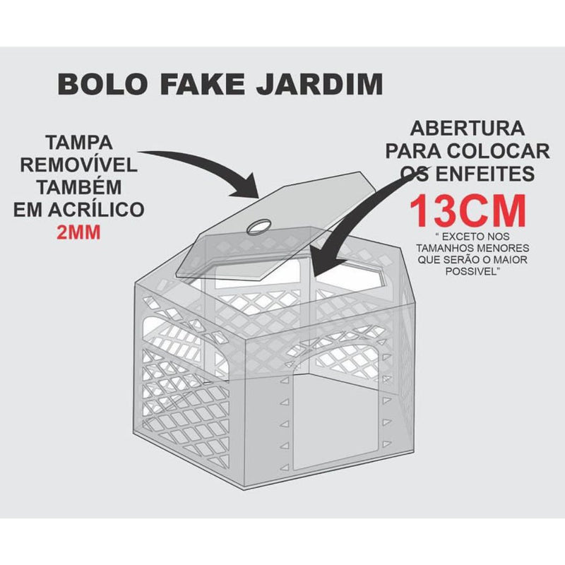 Bolo Fake Jardim 22x12 - Topo de Bolo Festas