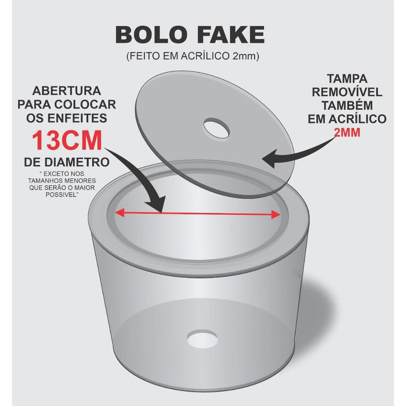 Bolo Fake Redondo 15x15 - Topo de Bolo Festas