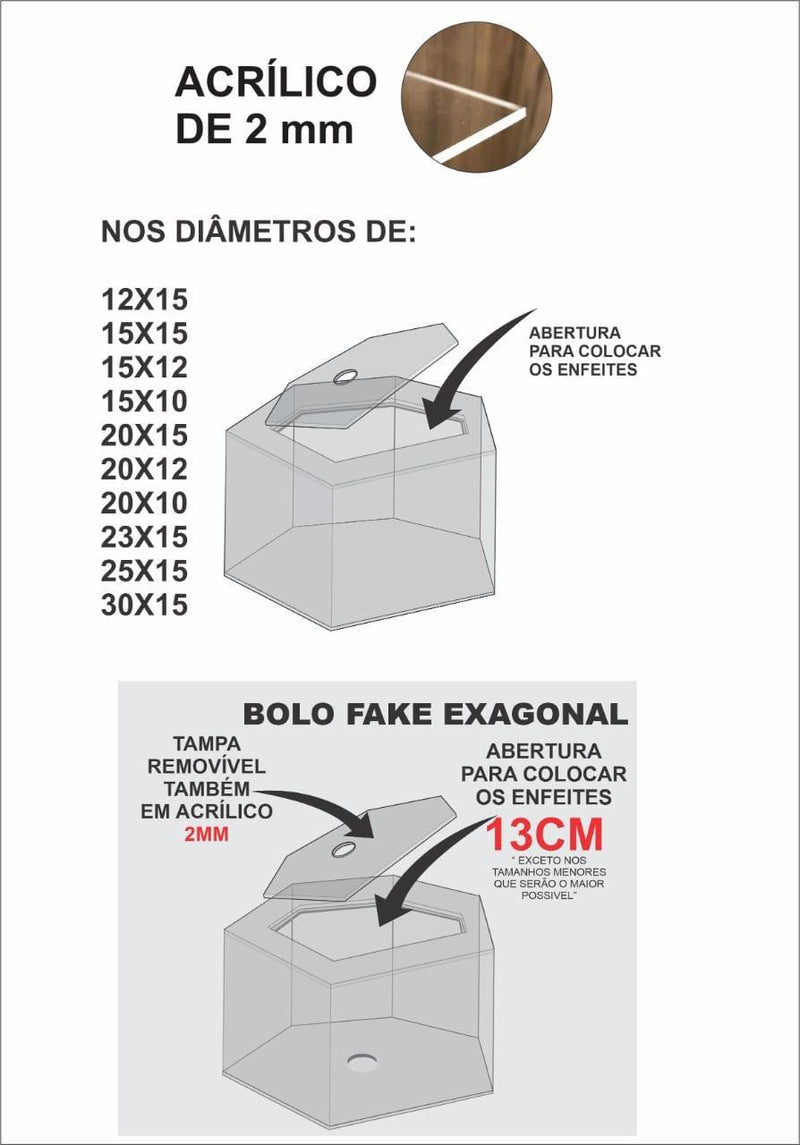 Bolo Fake Hexagonal 18x15 - Topodebolofestass